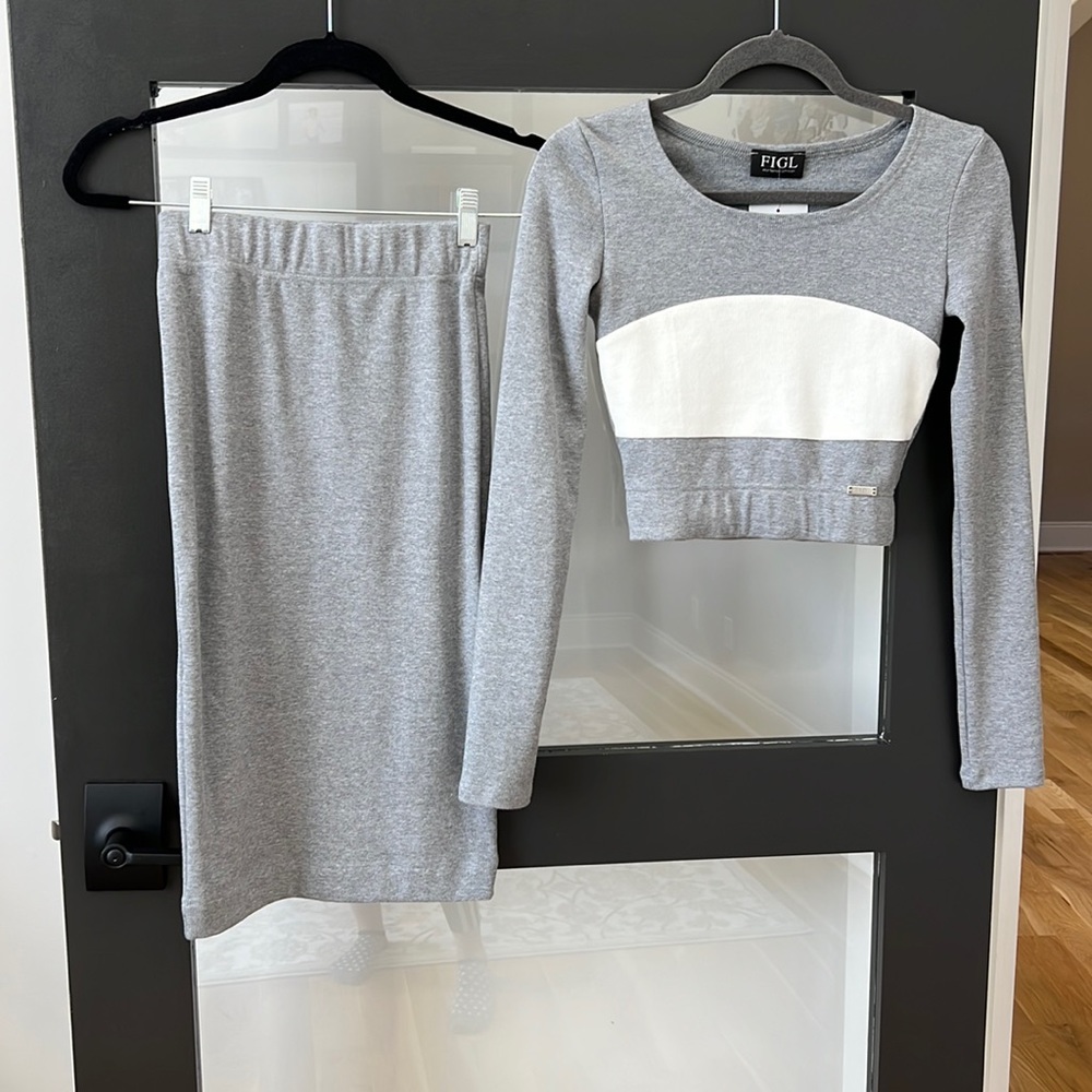 2 piece skirt and crop top set